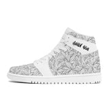 Mens High Leather B&W Leaves White - Mainly High