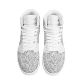 Mens High Leather B&W Leaves White - Mainly High