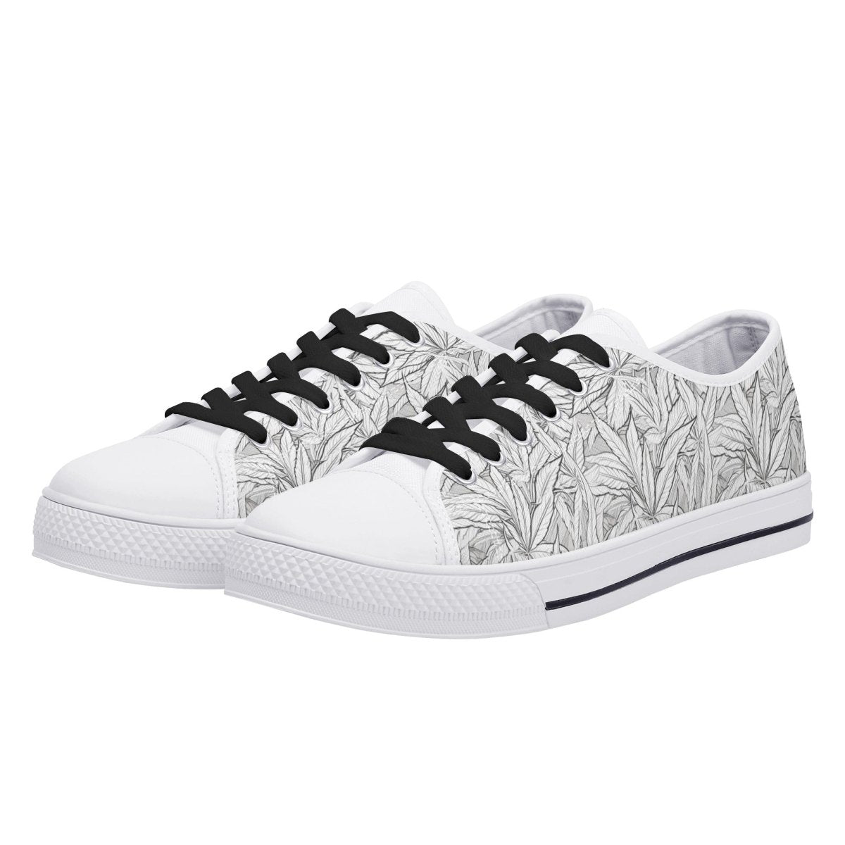 Mens Low B&W Leaves Shoes White - Mainly High